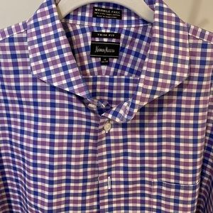 Neiman Marcus Purple& Blue Checkered Shirt